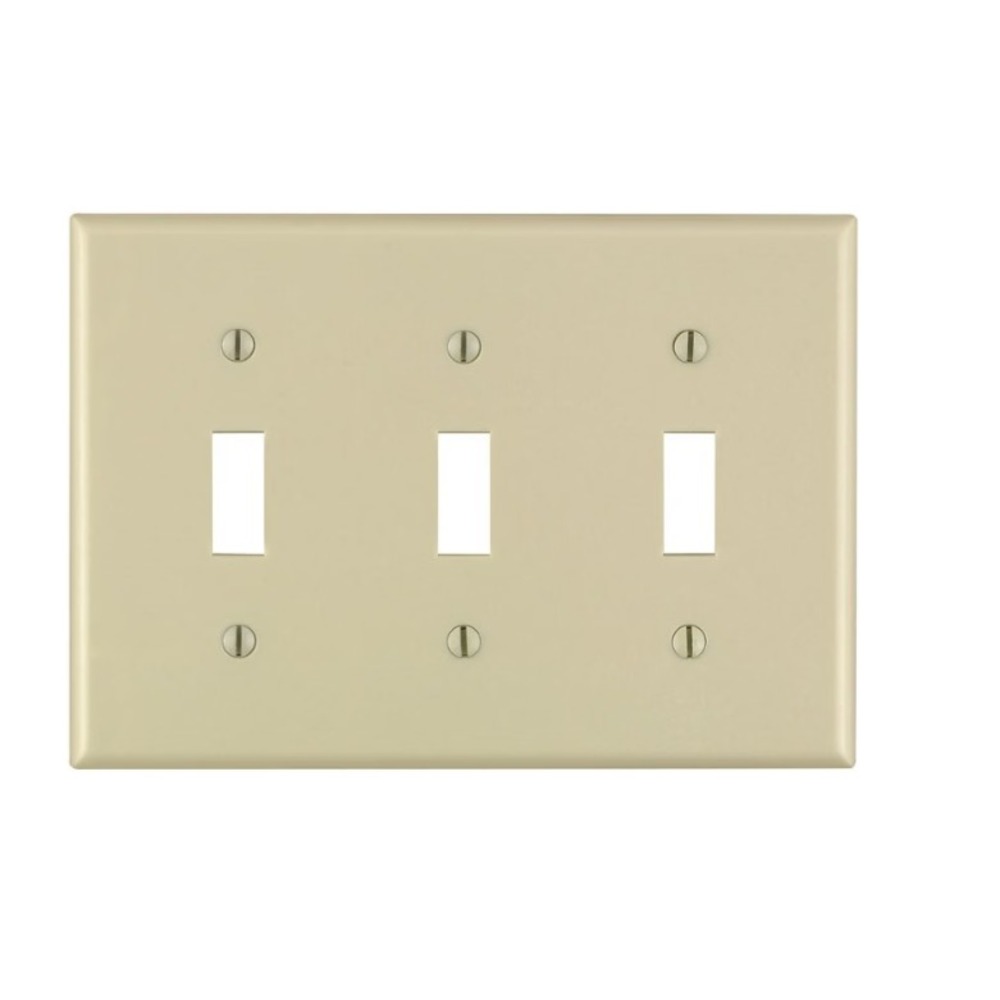 Leviton 3-Gang Toggle Switch Wall Plate, Midway Size, PJ3-I, Ivory 1-Pack